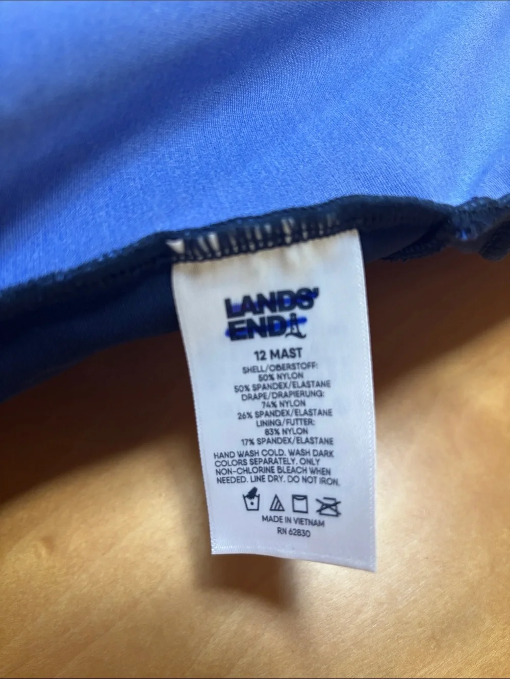 Lands' End Royal Blue MAST Women's ONE piece Swim Suit-Size 12-